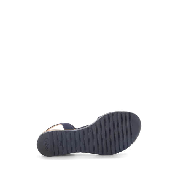 Gabor 82.751.86 Rich Ladies Blue Leather Buckle Sandals with sole detail and buckle straps.