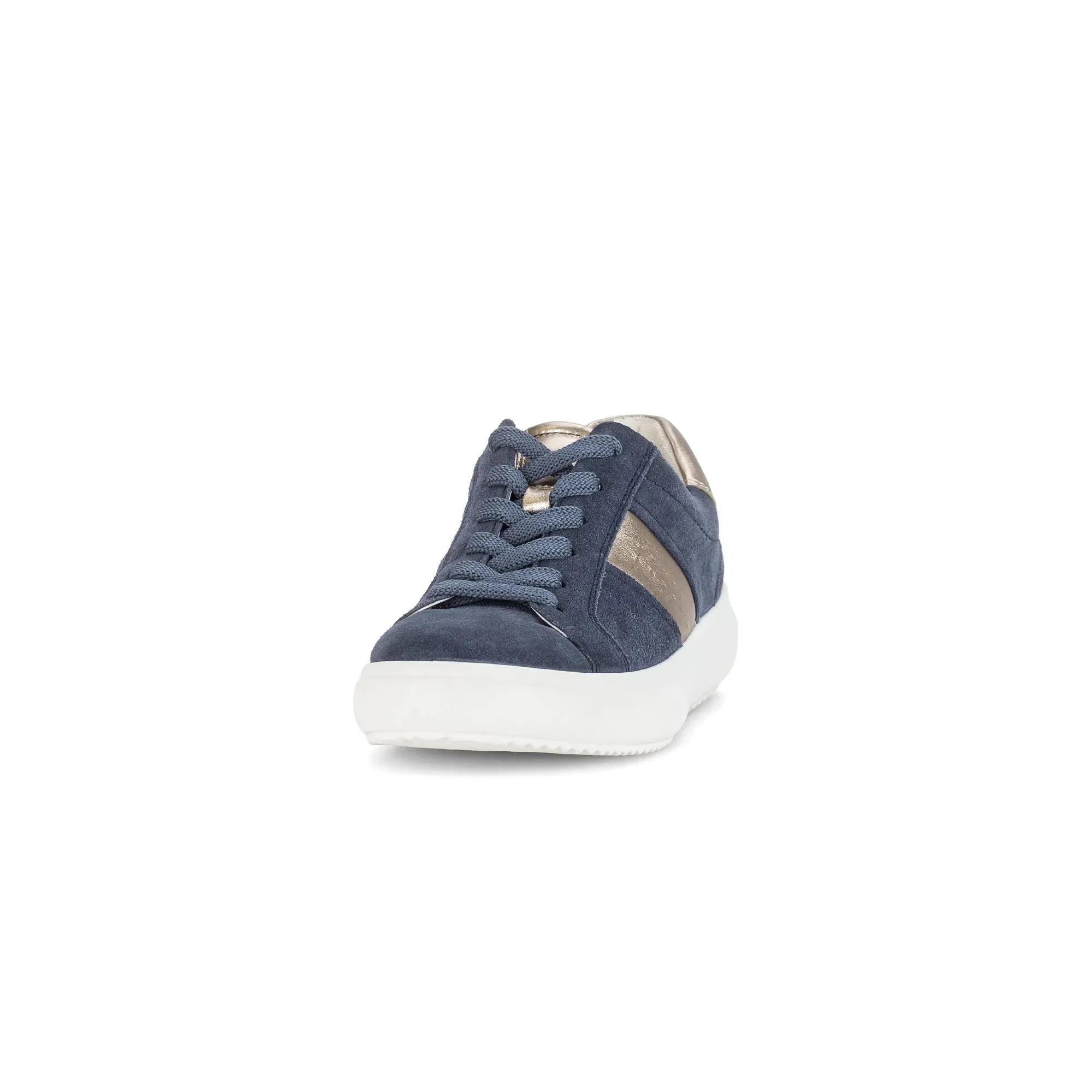 Gabor 83.360.13 Jade women's denim and suede lace-up trainers with white rubber sole.