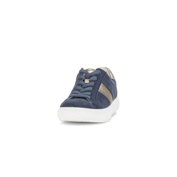 Gabor 83.360.13 Jade women's denim and suede lace-up trainers with white rubber sole.