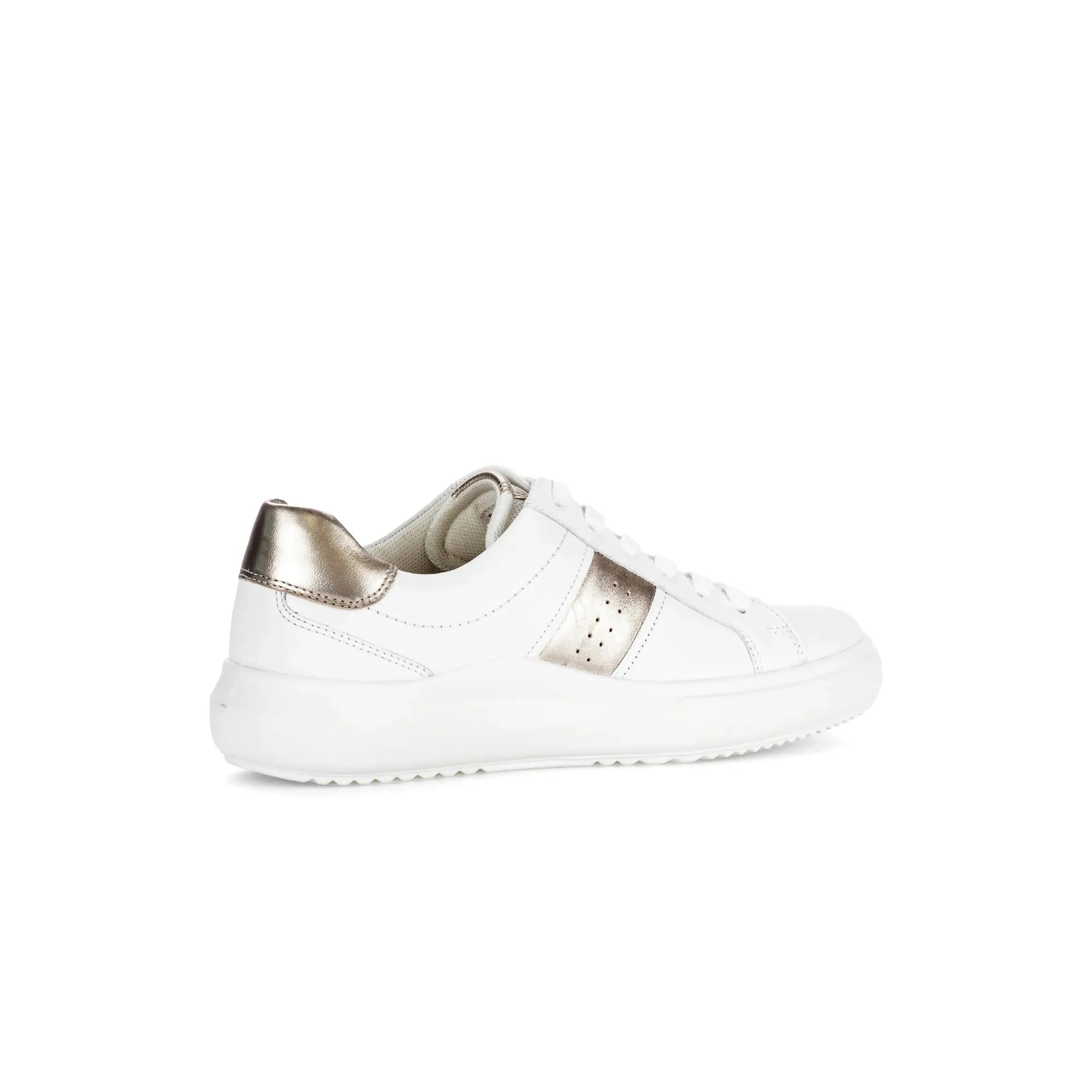 Gabor 83.360.21 Jade white leather women's lace-up trainers with metallic heel detail.