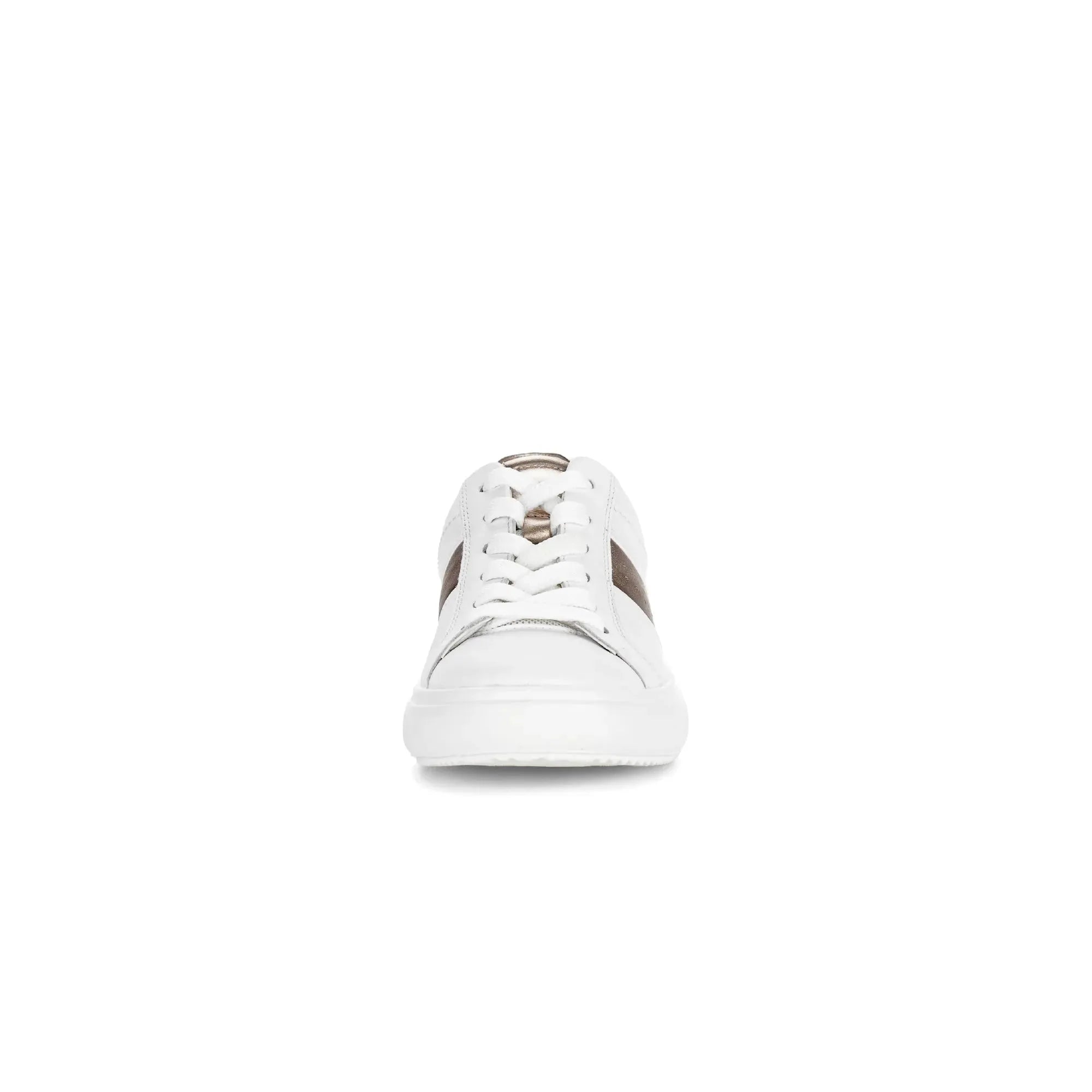 Gabor 83.360.21 Jade Women's White Leather Lace-Up Trainers with brown side panels.