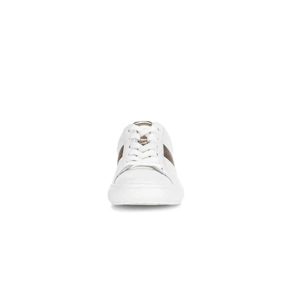 Gabor 83.360.21 Jade Women's White Leather Lace-Up Trainers with brown side panels.