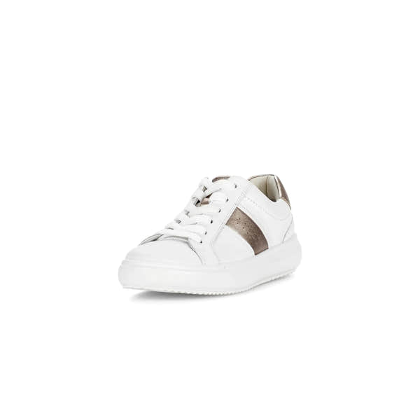 Gabor 83.360.21 Jade women's white leather lace-up trainers with brown accents and chunky sole.