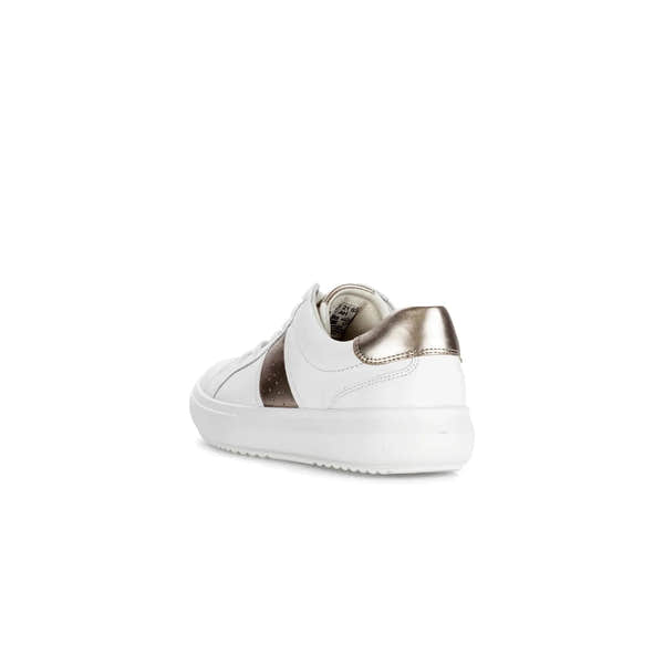 Gabor 83.360.21 Jade women's white leather lace-up trainers with metallic gold heel detail.