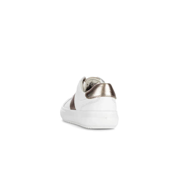 Gabor 83.360.21 Jade white leather women's lace-up trainers with metallic heel detail.