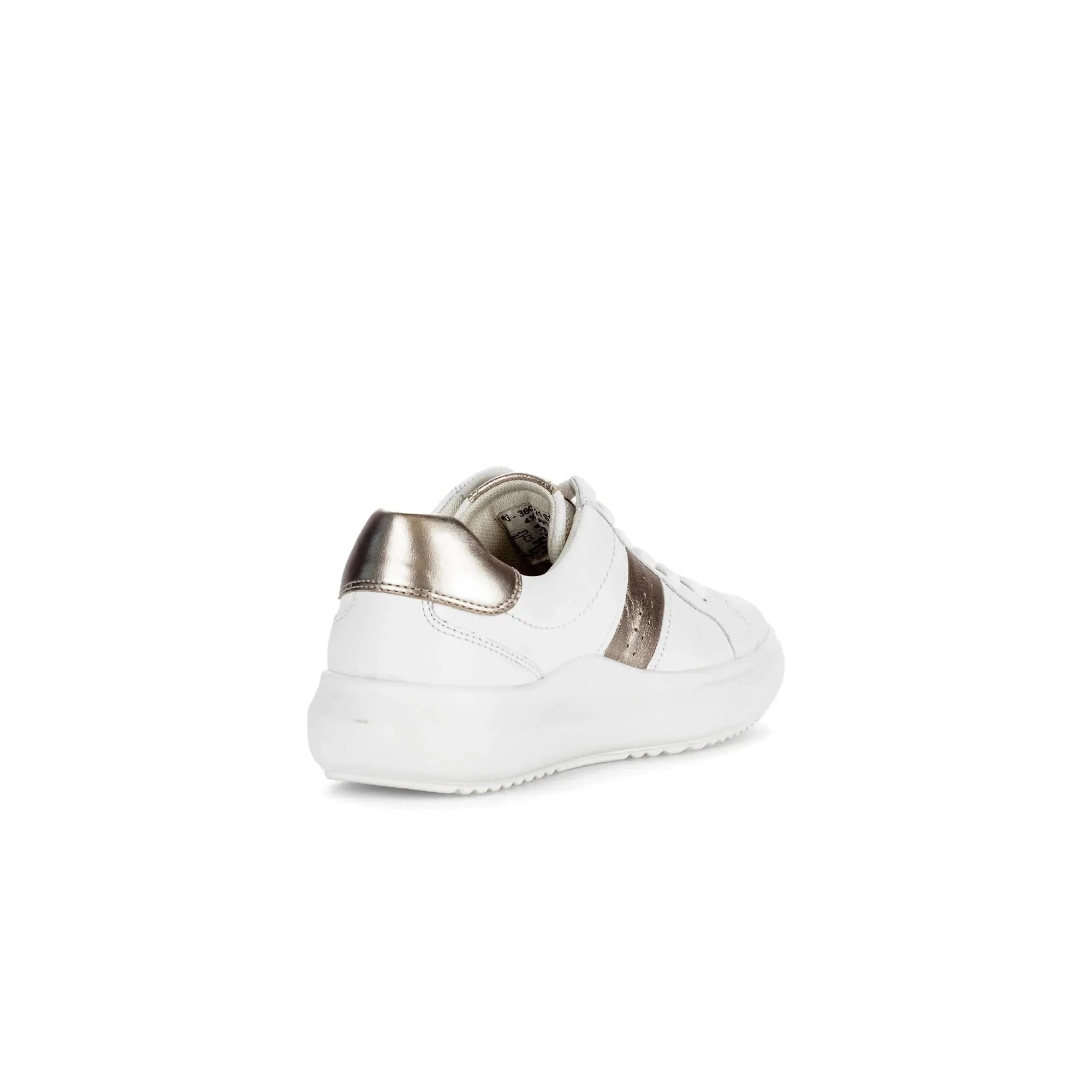 Gabor 83.360.21 Jade women's white leather sneakers with metallic silver accents and lace-up design.