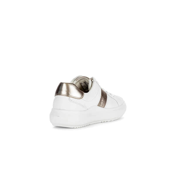 Gabor 83.360.21 Jade women's white leather sneakers with metallic silver accents and lace-up design.