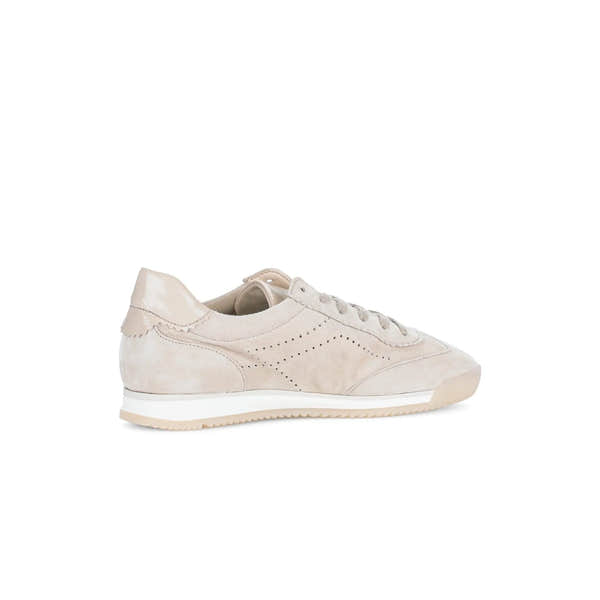 Gabor Novice Ladies Oak Leather Lace-Up Trainers with perforated details and a white sole.