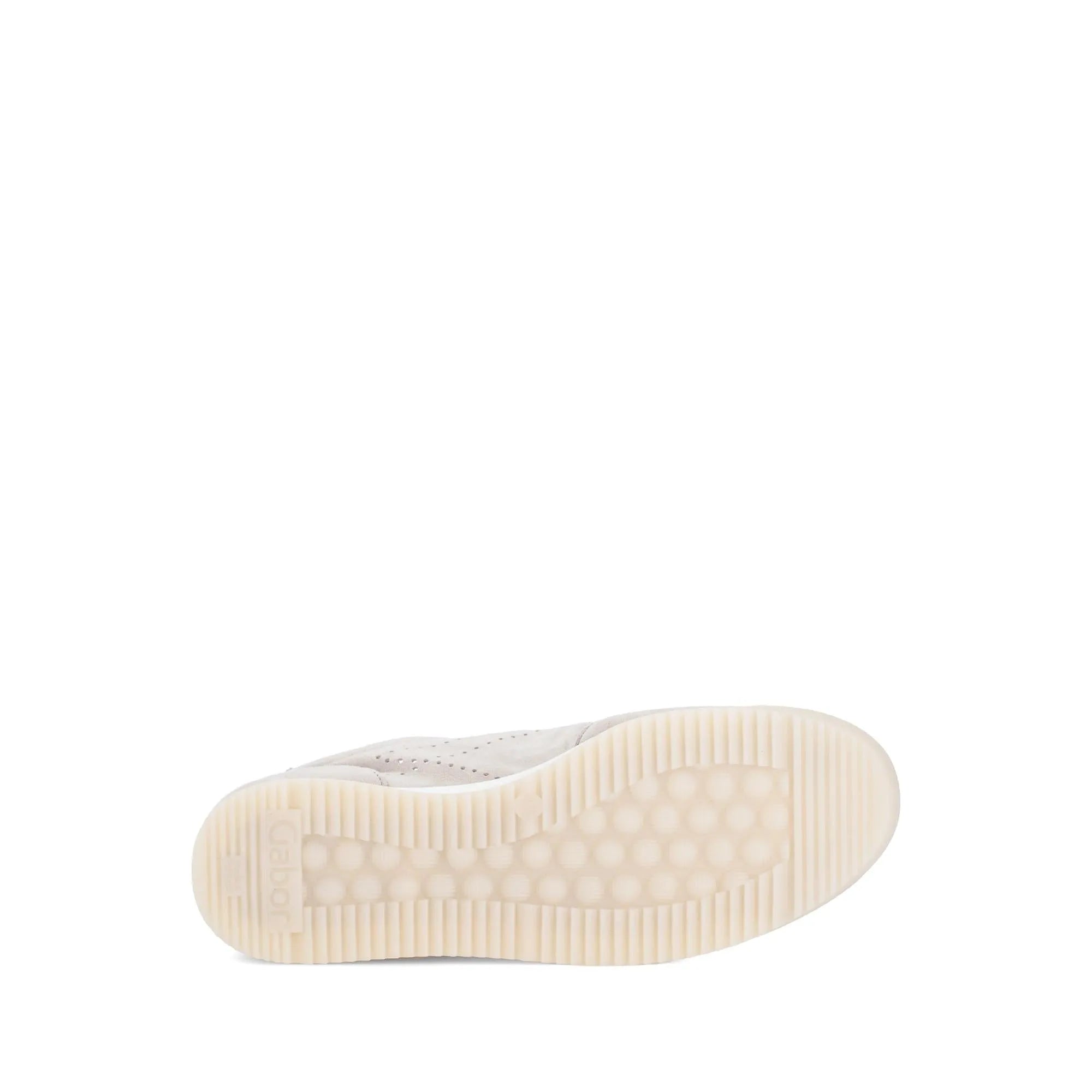 Gabor 83.432.12 ladies oak leather lace-up trainers with perforated details and a white rubber sole.