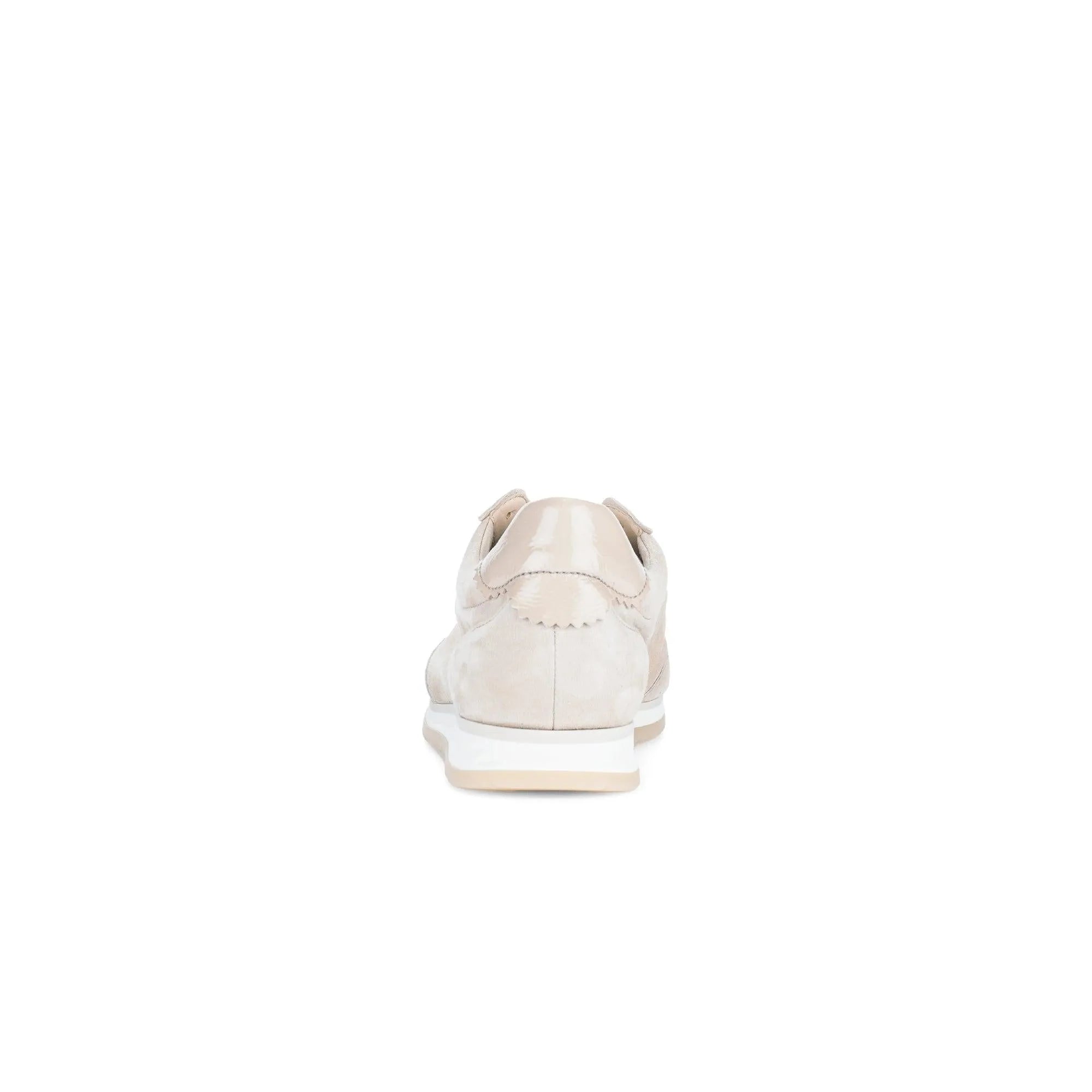 Gabor Novice ladies oak leather lace-up trainers with a rounded toe, white sole, and minimal stitching detail.