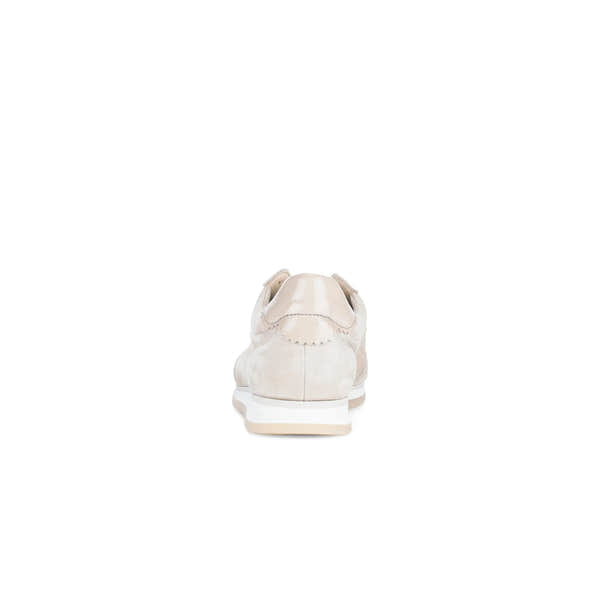 Gabor Novice ladies oak leather lace-up trainers with a rounded toe, white sole, and minimal stitching detail.