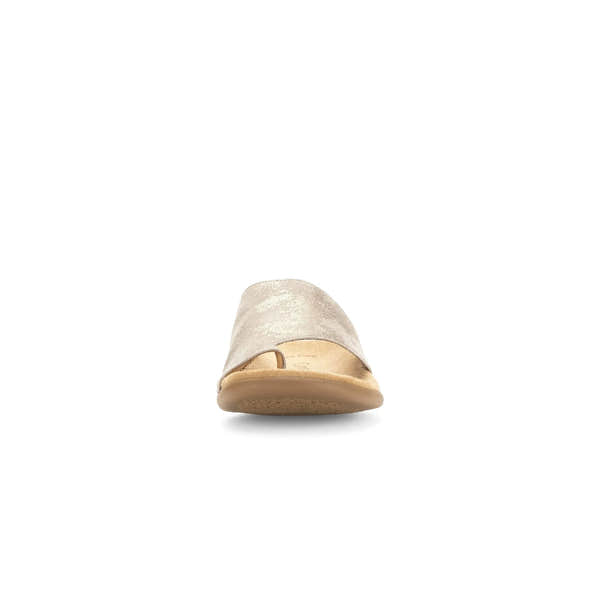 Gabor Lanzarote women's mushroom leather slip-on sandals, open toe, comfortable flat design, casual footwear.