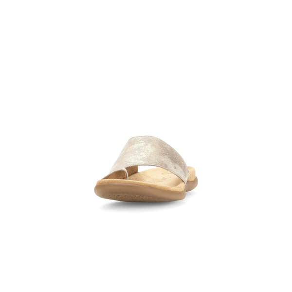 Gabor Lanzarote women's mushroom leather slip-on sandals with a minimalist design and cushioned footbed.