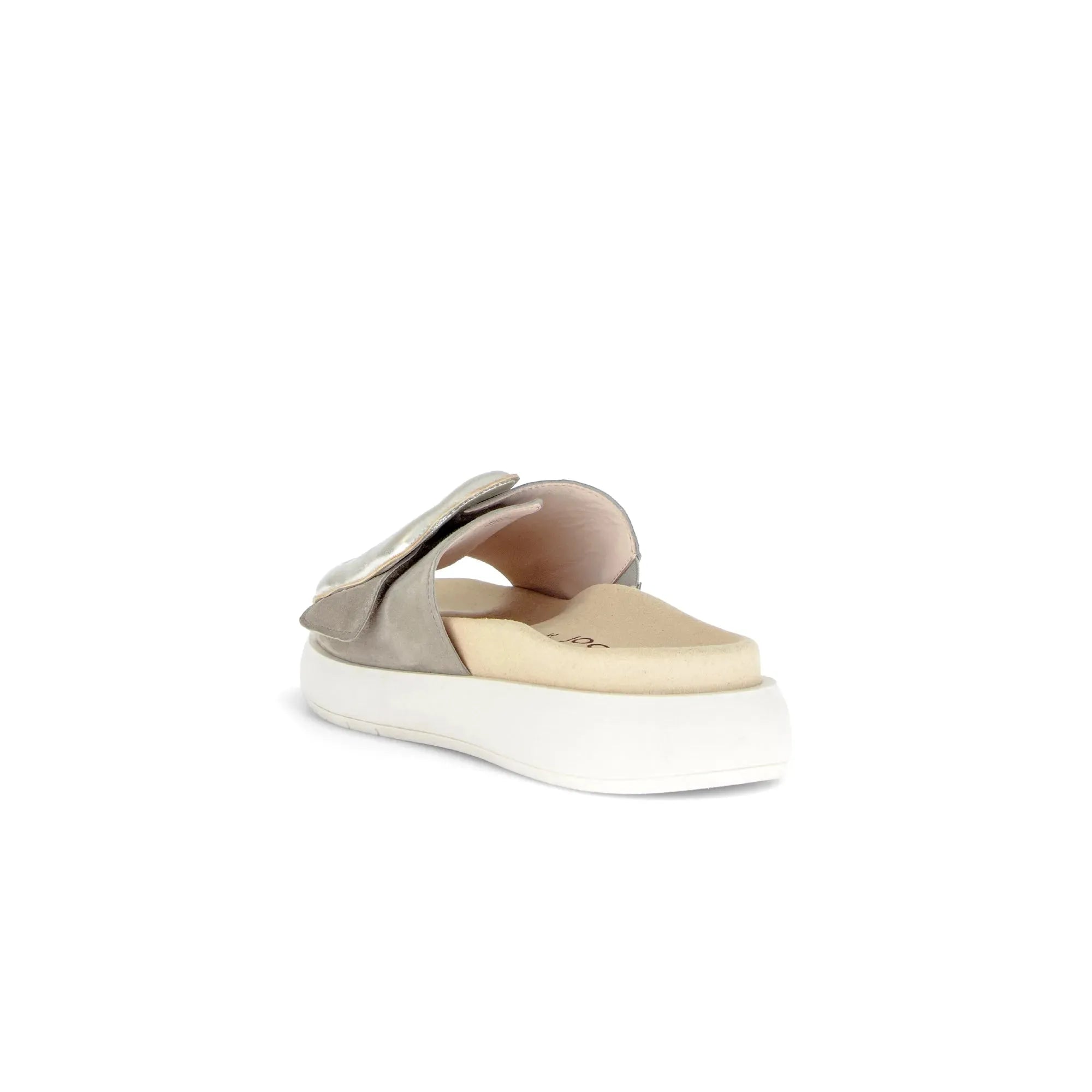 Gabor Adios Ladies Grey Leather Touch Fastening Sandals, slip-on open-toe with bow detail and cushioned sole.