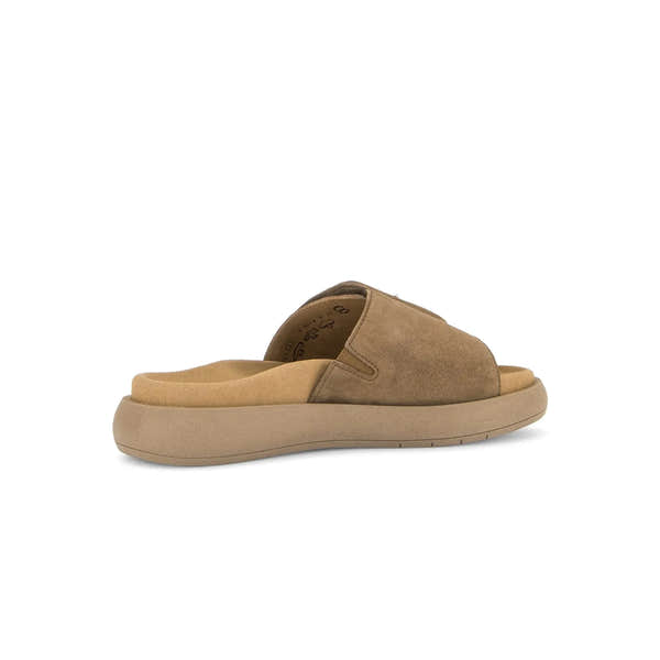 Gabor Adios Ladies Brown Leather Touch Fastening Sandals with cushioned sole and open toe design.