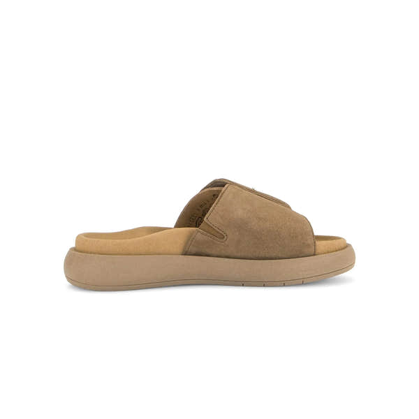 Gabor Adios Ladies Brown Leather Touch Fastening Sandals, stylish open-toe slip-ons with adjustable straps.
