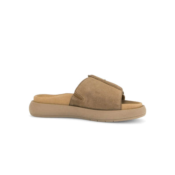Gabor Adios Ladies brown leather touch fastening sandals with platform sole and open toe.