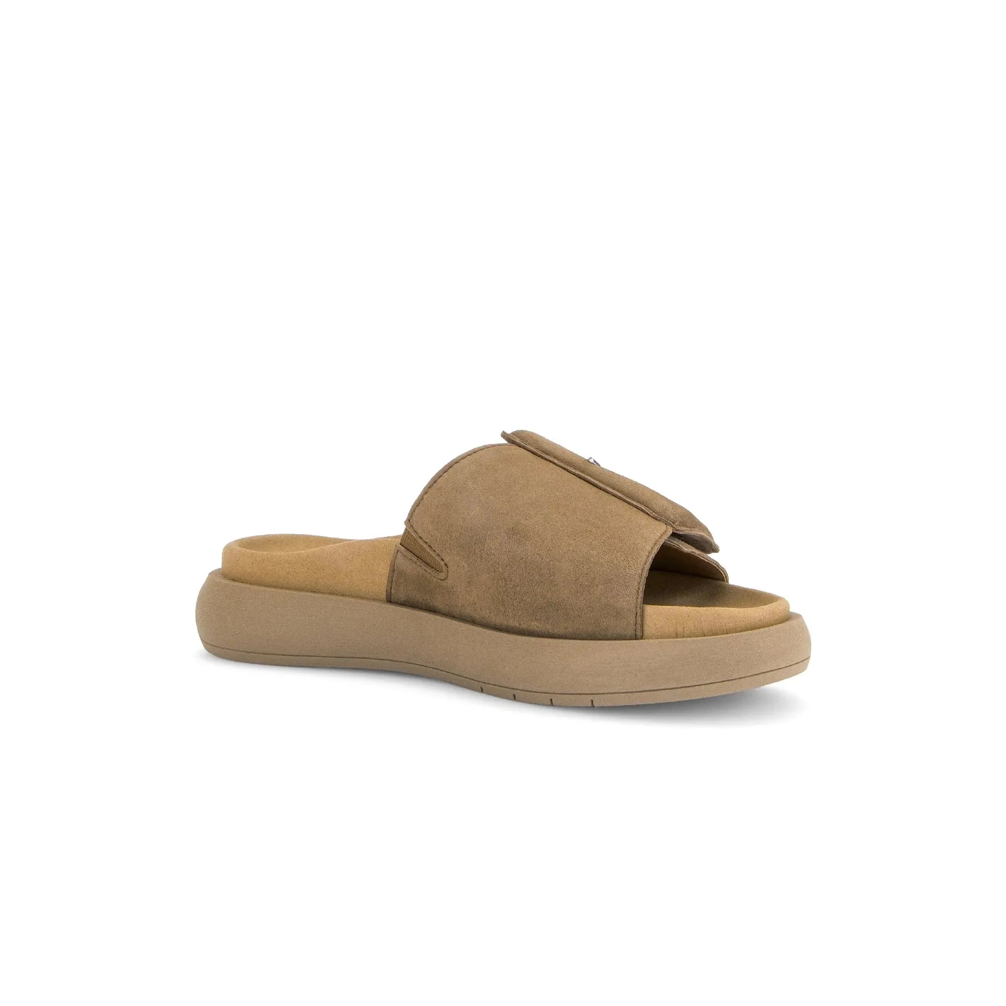 Gabor Adios Ladies brown leather touch-fastening sandals with wedge sole and open toe design.