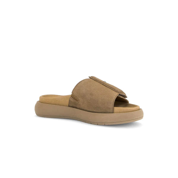 Gabor Adios Ladies brown leather touch-fastening sandals with wedge sole and open toe design.