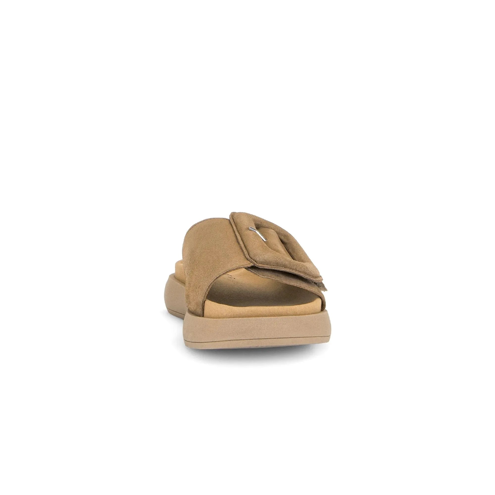 Gabor Adios Ladies brown leather sandals with touch fastening and chunky sole, stylish and comfortable for casual wear.