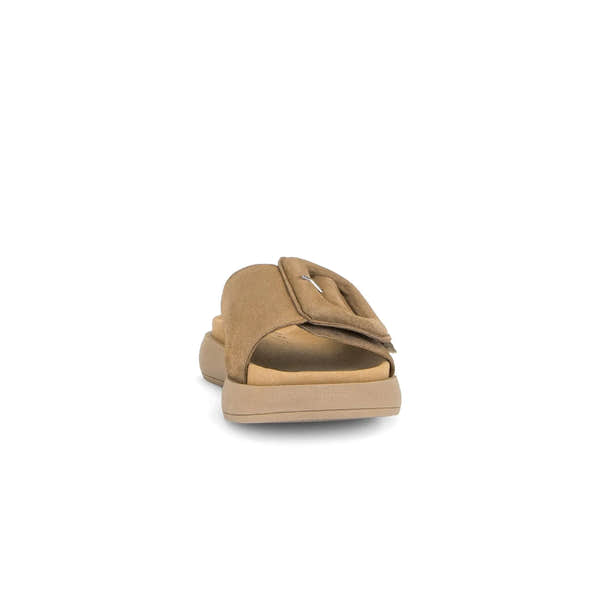 Gabor Adios Ladies brown leather sandals with touch fastening and chunky sole, stylish and comfortable for casual wear.
