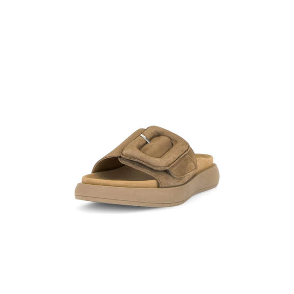 Gabor 83.751.18 Adios Ladies brown leather touch fastening sandals with thick sole and casual design.