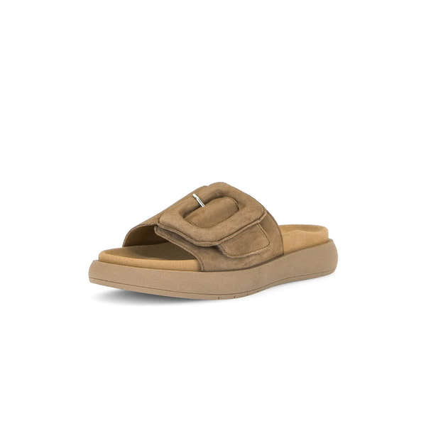 Gabor 83.751.18 Adios Ladies brown leather touch-fastening sandals with chunky sole and padded straps.