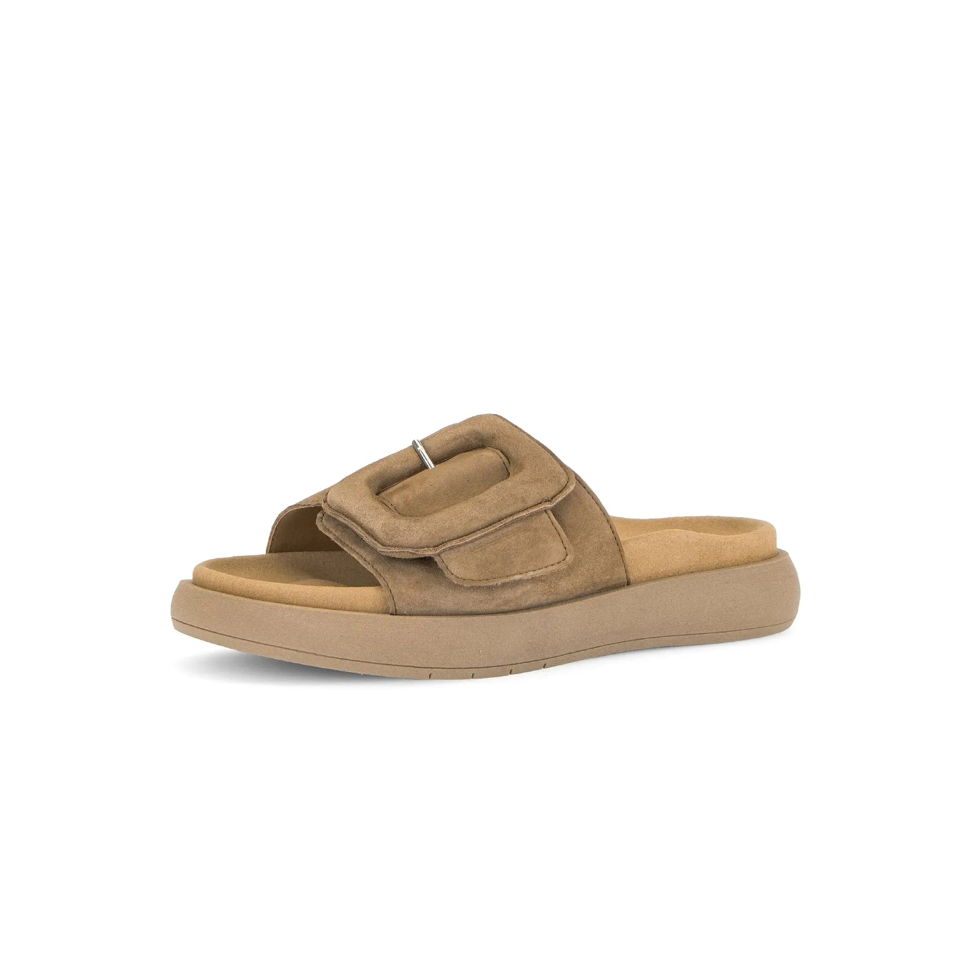 Gabor Adios Ladies Brown Leather Sandals with touch-fastening straps and chunky sole.