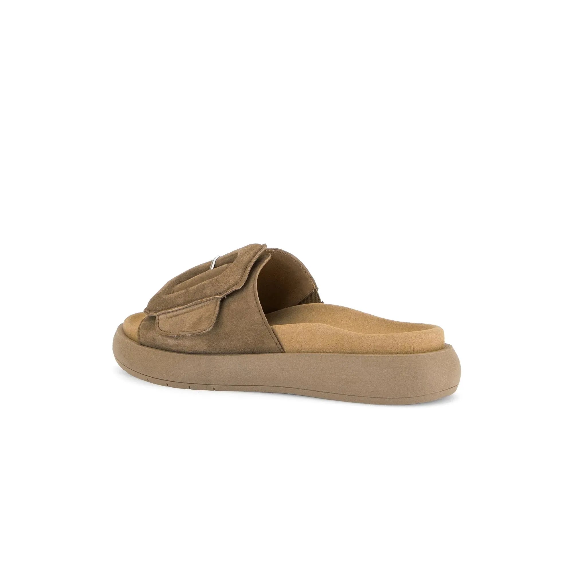 Gabor Adios Ladies Brown Leather Touch Fastening Sandals with padded sole and slip-on design.