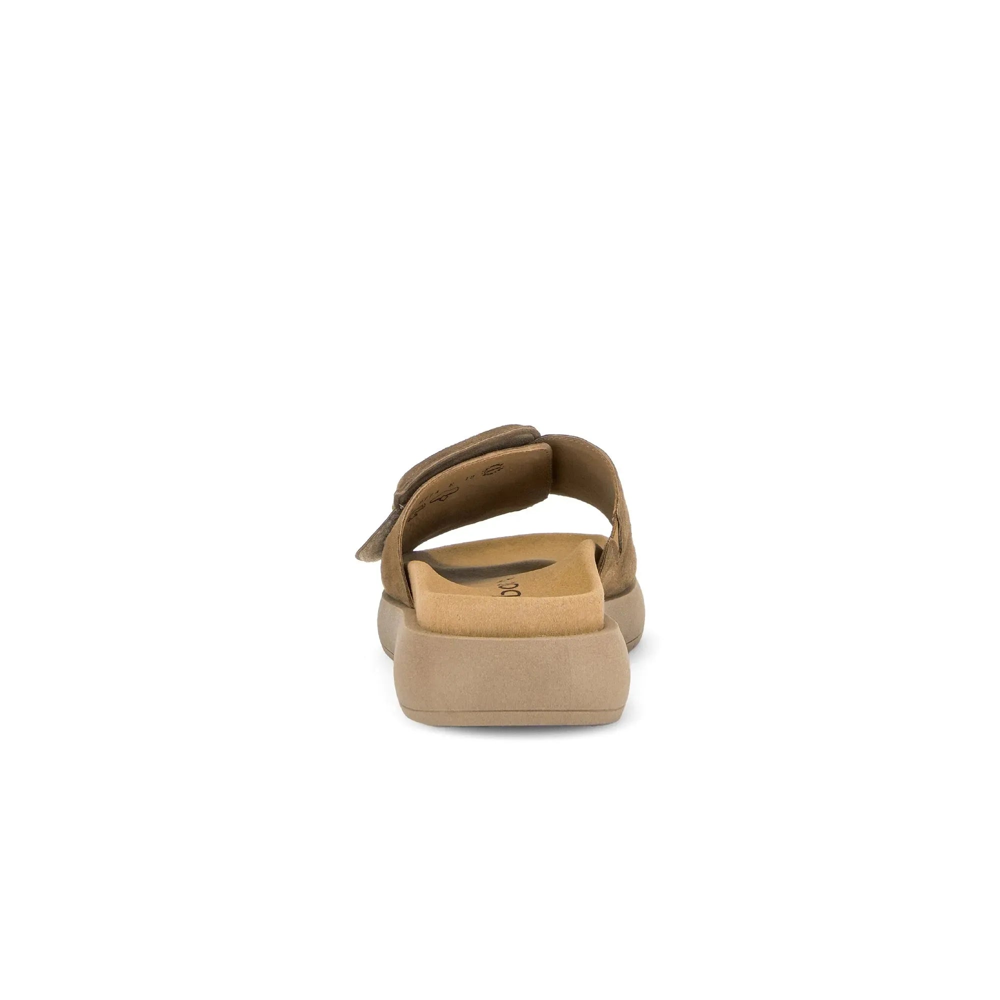 Gabor Adios Ladies brown leather sandals with touch fastening, wedge heel, open toe, stylish summer footwear.