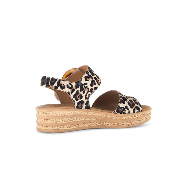 Gabor Andre women's animal print suede touch fastening platform sandals with thick layered sole.