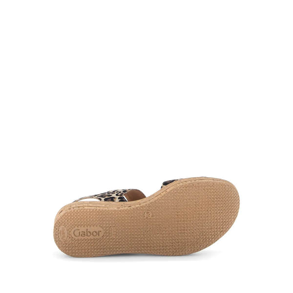 Gabor Andre animal print suede touch fastening sandals with chunky sole and slip-on style.