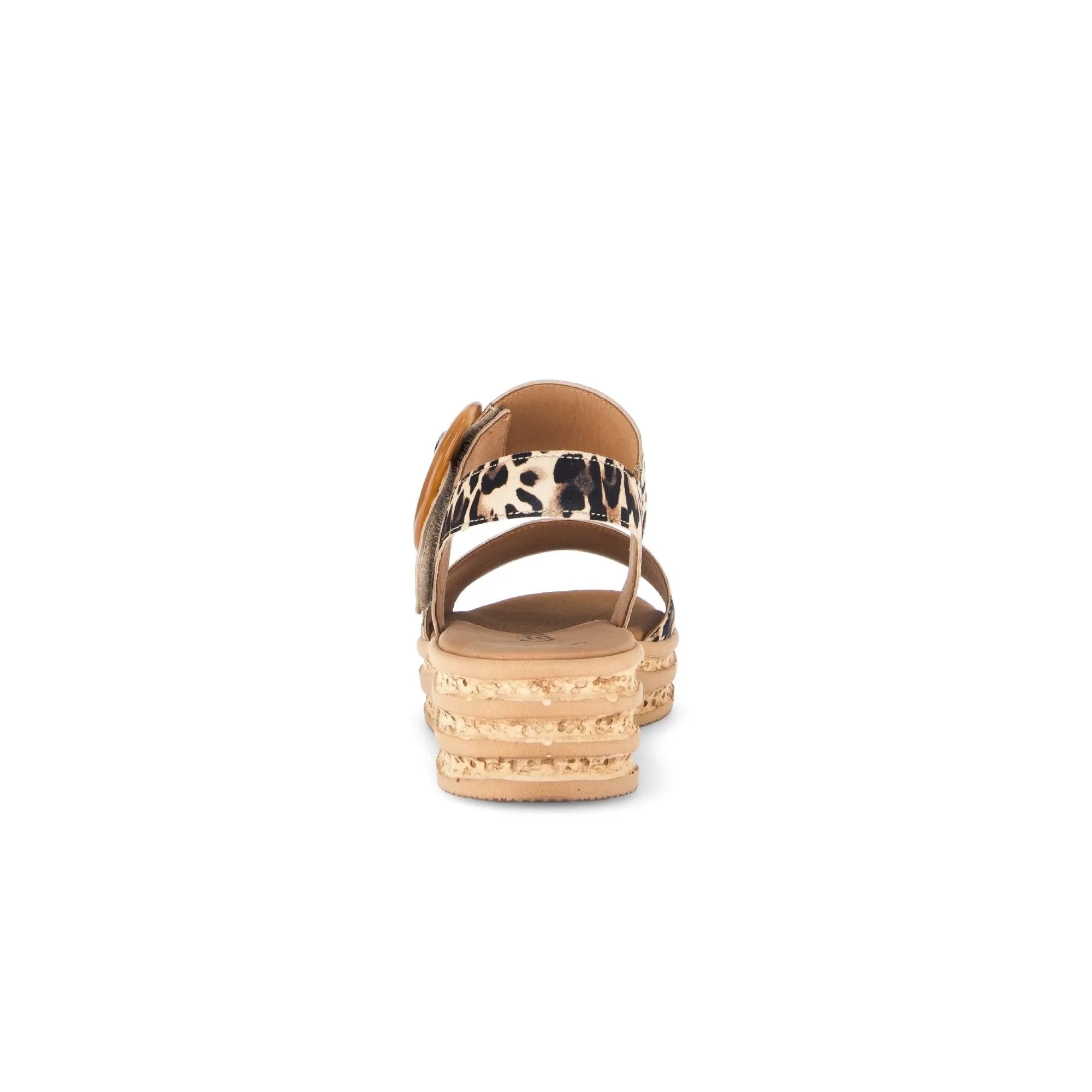 Gabor Andre women's animal print suede touch fastening sandals with layered platform sole.