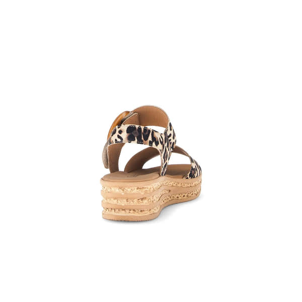 Gabor Andre women's animal print suede touch fastening platform sandals with layered thick sole.