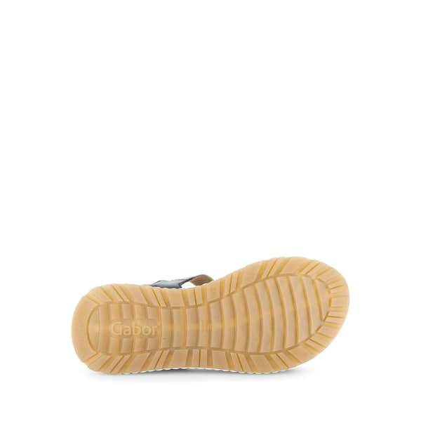 Gabor ladies' touch-fastening beige leather sandals with textured sole and ergonomic design.