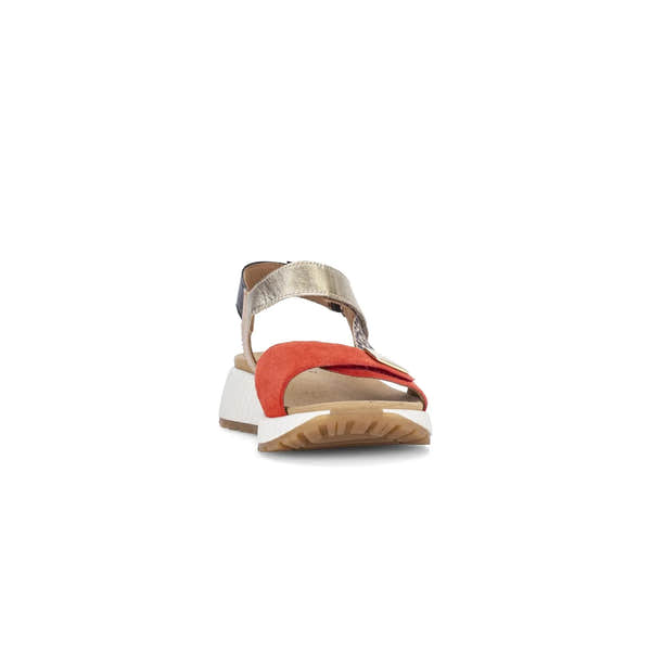 Gabor 84.582.15 women's multi suede touch fastening sandals with colorful straps and wedge sole.