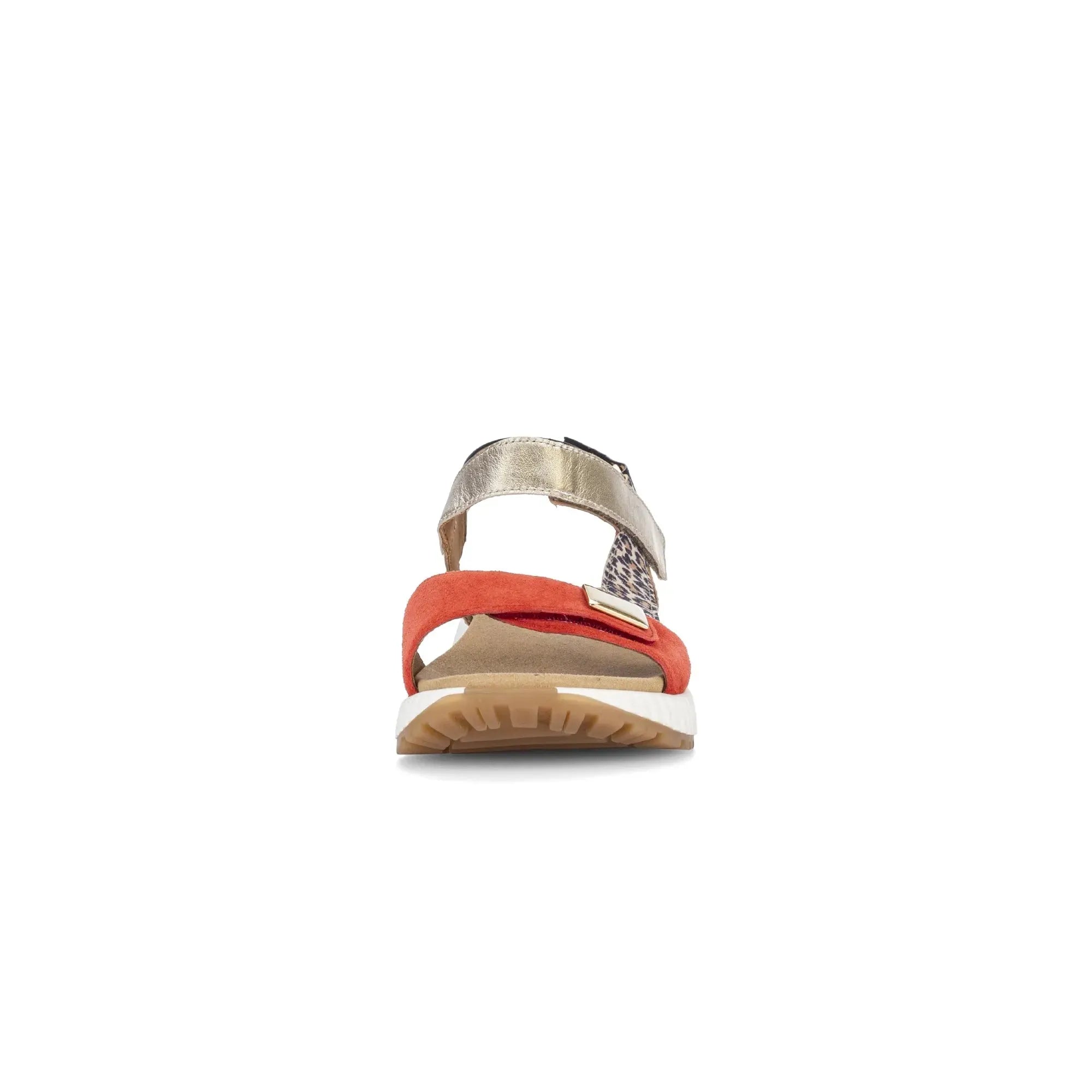 Gabor Ladies Multi Suede Touch Fastening Sandals with colorful straps and patterned accents.