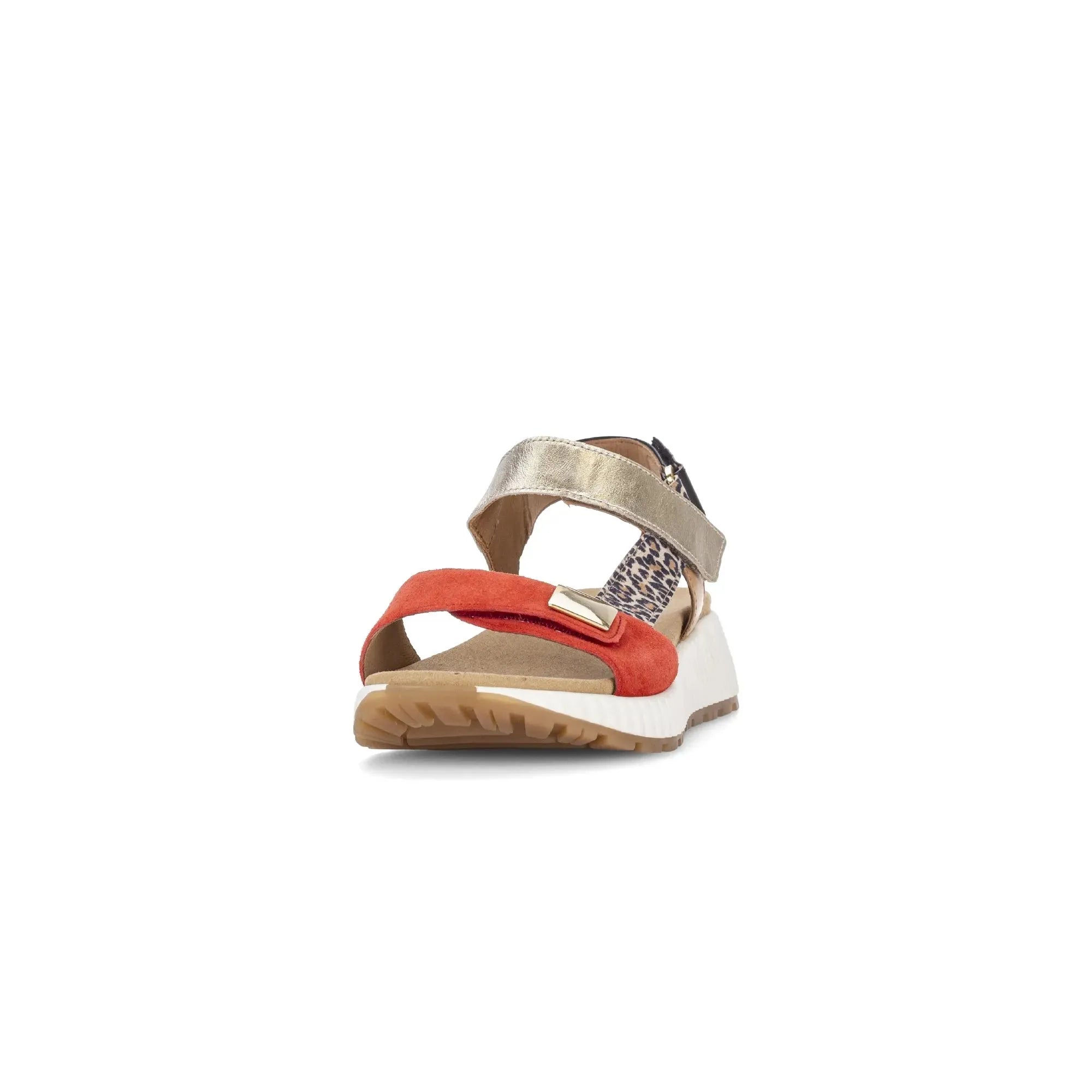 Gabor 84.582.15 women's multi-suede touch fastening sandals with colorful straps and leopard print details.