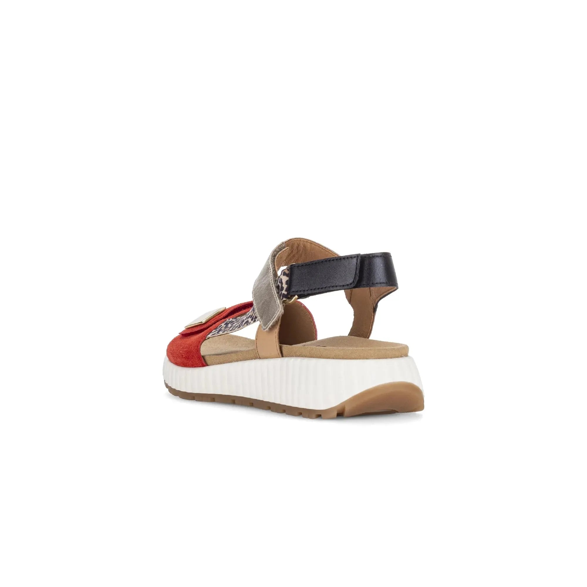 Gabor 84.582.15 women's multi suede touch fastening sandals with ankle strap and chunky white sole.