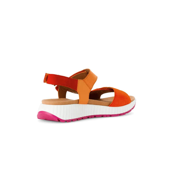 Gabor women's pumpkin multi leather touch-fastening sandals with a chunky white and pink sole.