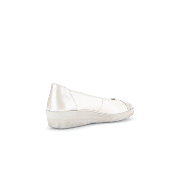 Gabor Petunia Ivory Leather Slip-On Shoes for Women, casual women's footwear, minimal design with a cushioned sole.