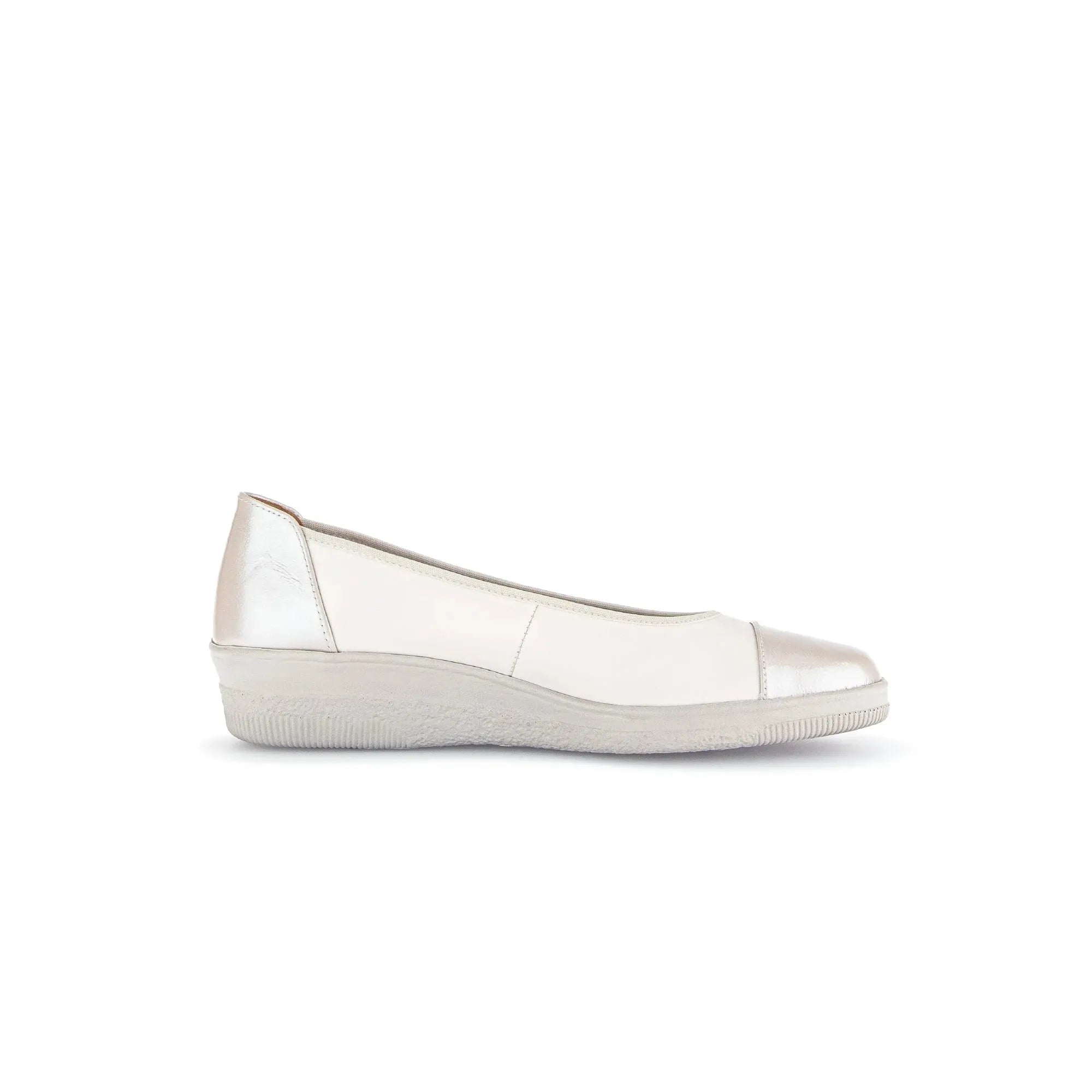 Gabor Petunia Ladies Ivory Leather Slip-On Shoes, casual women's footwear with a sleek design and comfort soles.