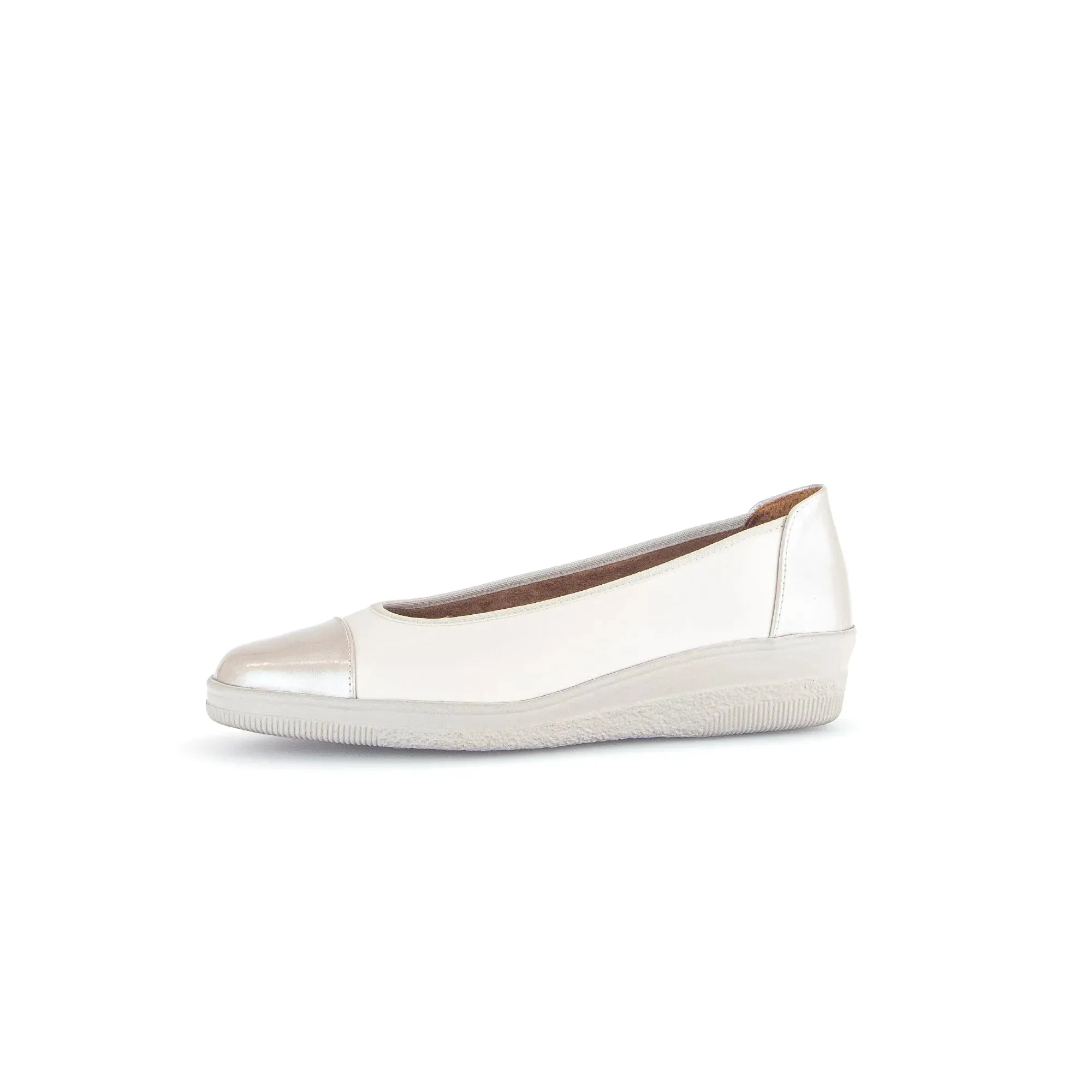 Gabor Petunia Women's Ivory Leather Slip-On Shoes with rubber sole, casual flat design.
