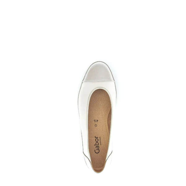 Gabor Petunia Women's Ivory Leather Slip-On Shoes with rounded toe and comfort insole.