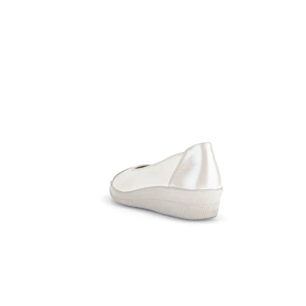 Gabor Petunia women's ivory leather slip-on shoes with platform sole and minimalist design.