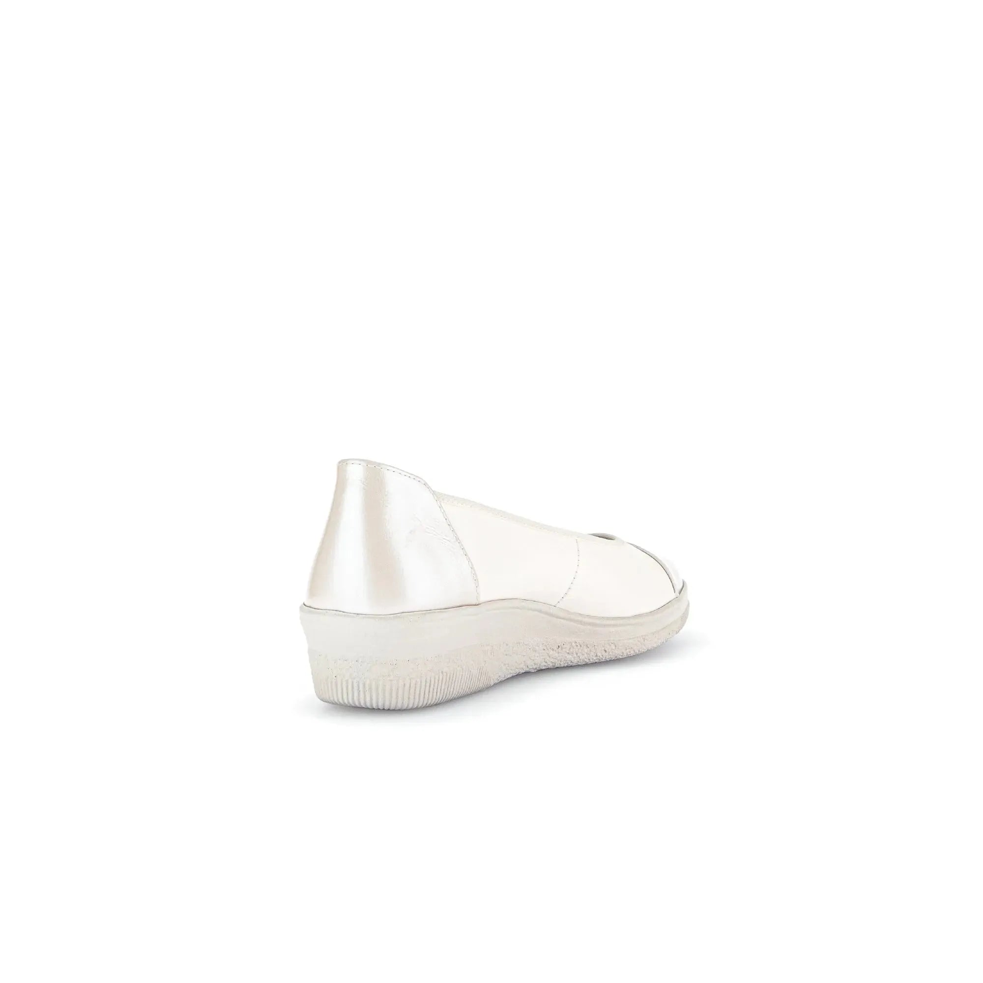 Gabor Petunia women's ivory leather slip-on sneakers with low platform sole and sleek design.