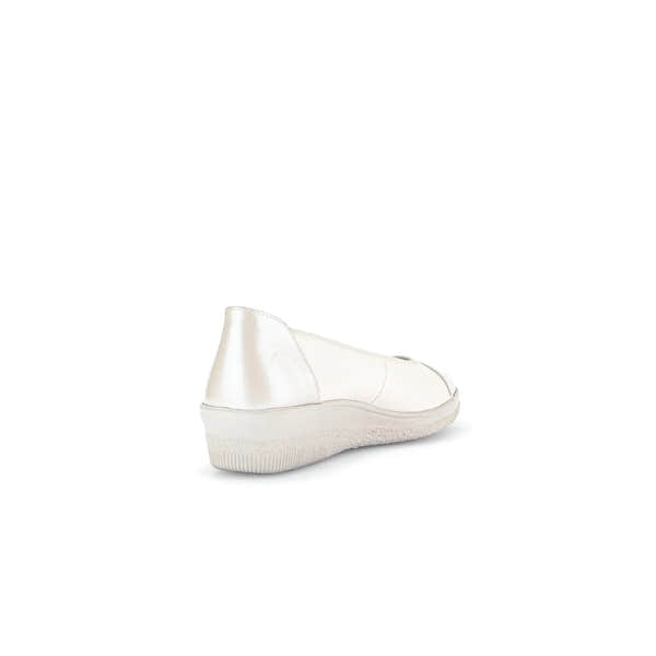 Gabor Petunia women's ivory leather slip-on sneakers with low platform sole and sleek design.