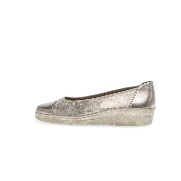Gabor Petunia Women's Silver Leather Slip-On Shoes with perforated details and sporty sole.