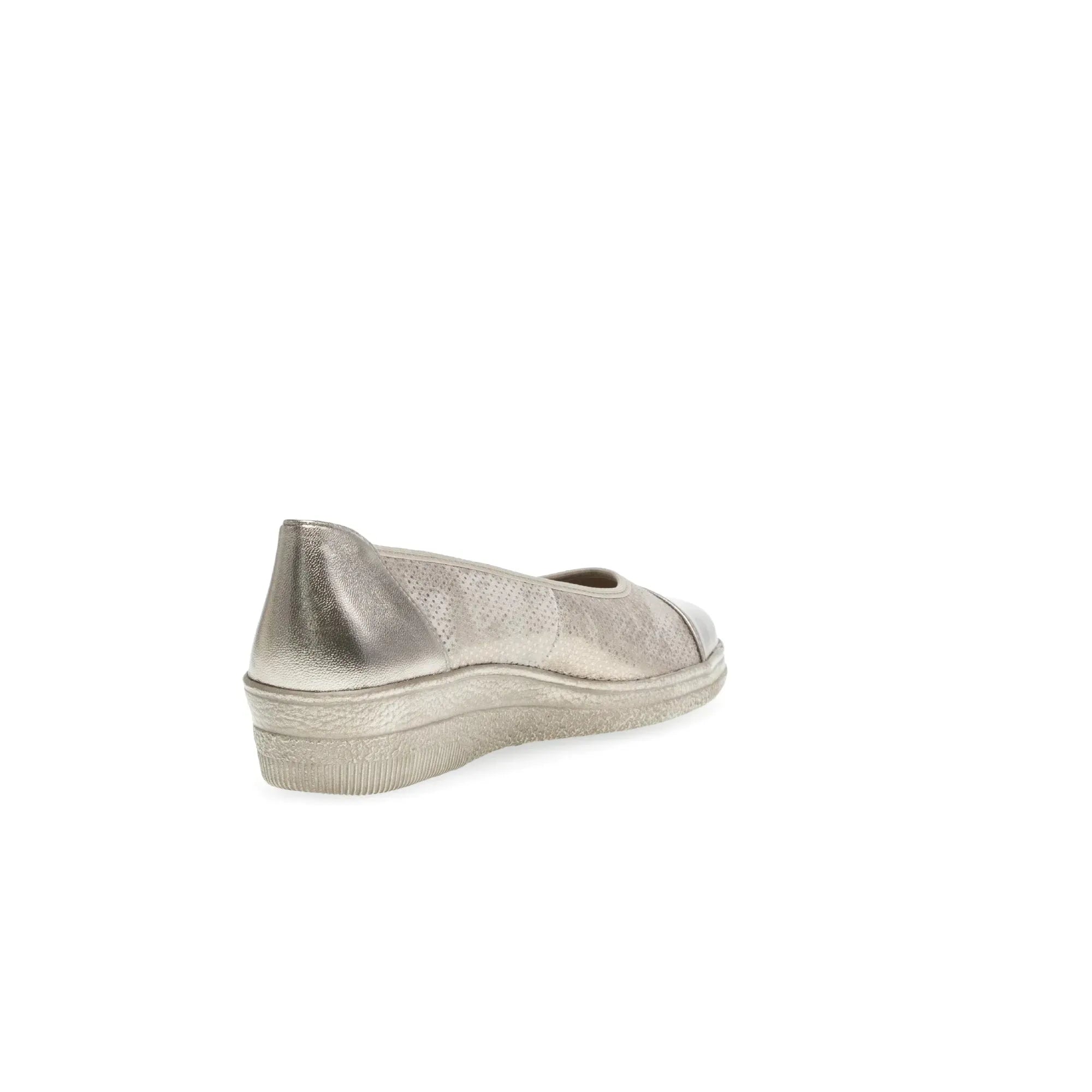 Gabor Petunia women's slip-on shoes in silver leather with perforated detailing and textured sole.