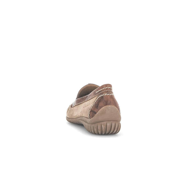 Gabor beige nubuck slip-on shoes for women with a rounded toe and textured durable sole.